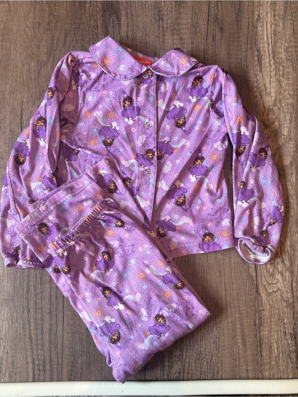 Vintage 2000s Y2K Girls Dora The Explorer Pajamas Set Fleece Purple 4/5 XS